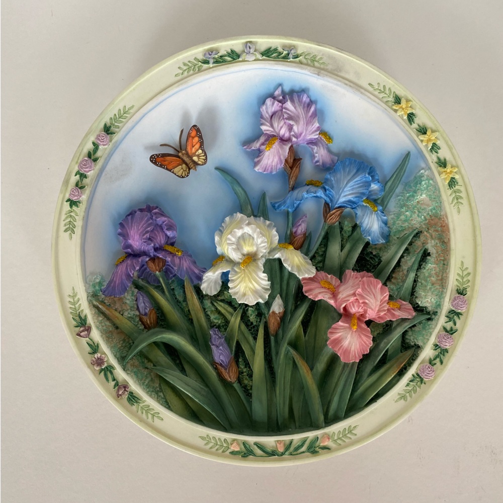 The Iris Garden - 3D plate Bradford Exchange with certificate of authenticity